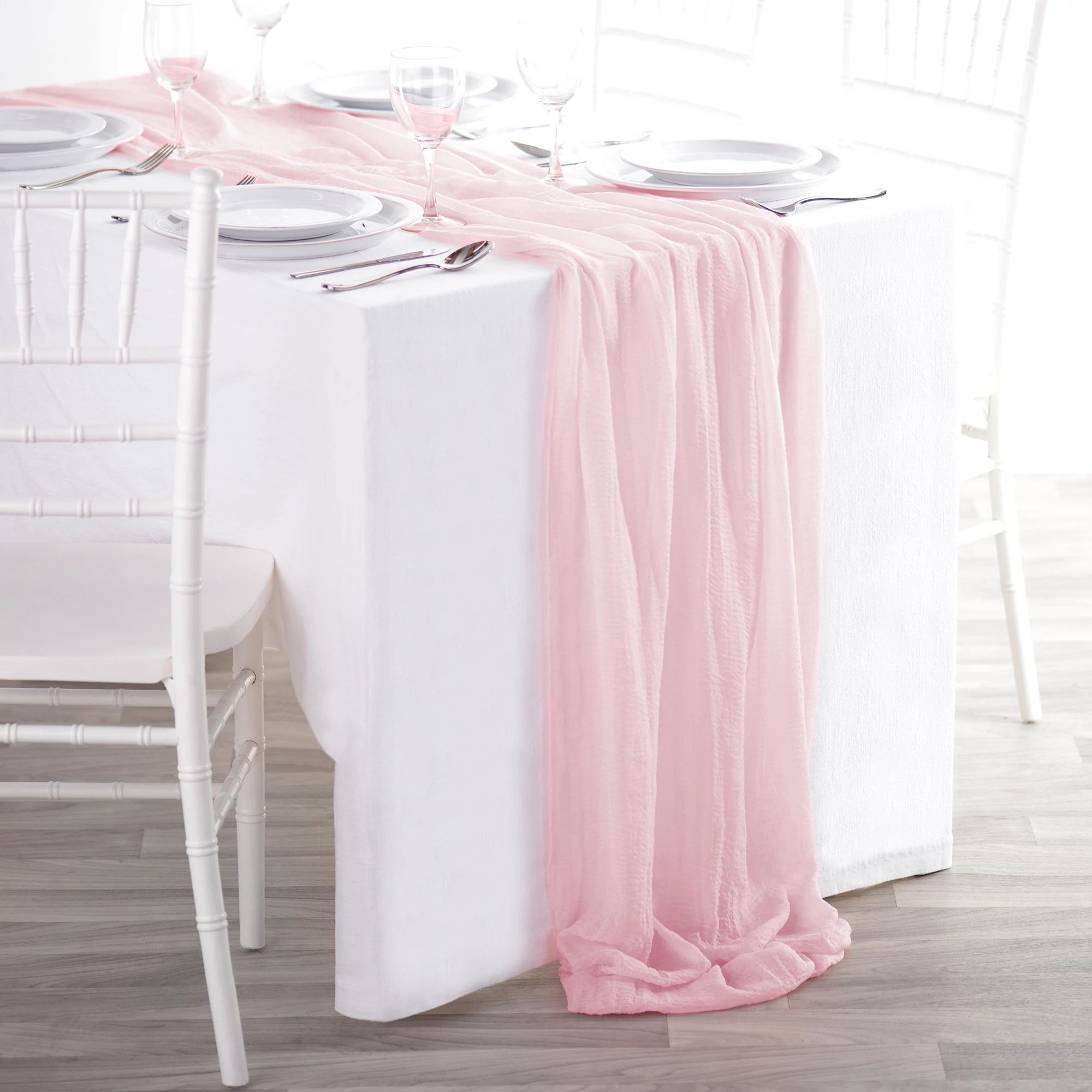 Amscan WEDDING Fabric Table Runner- Blush