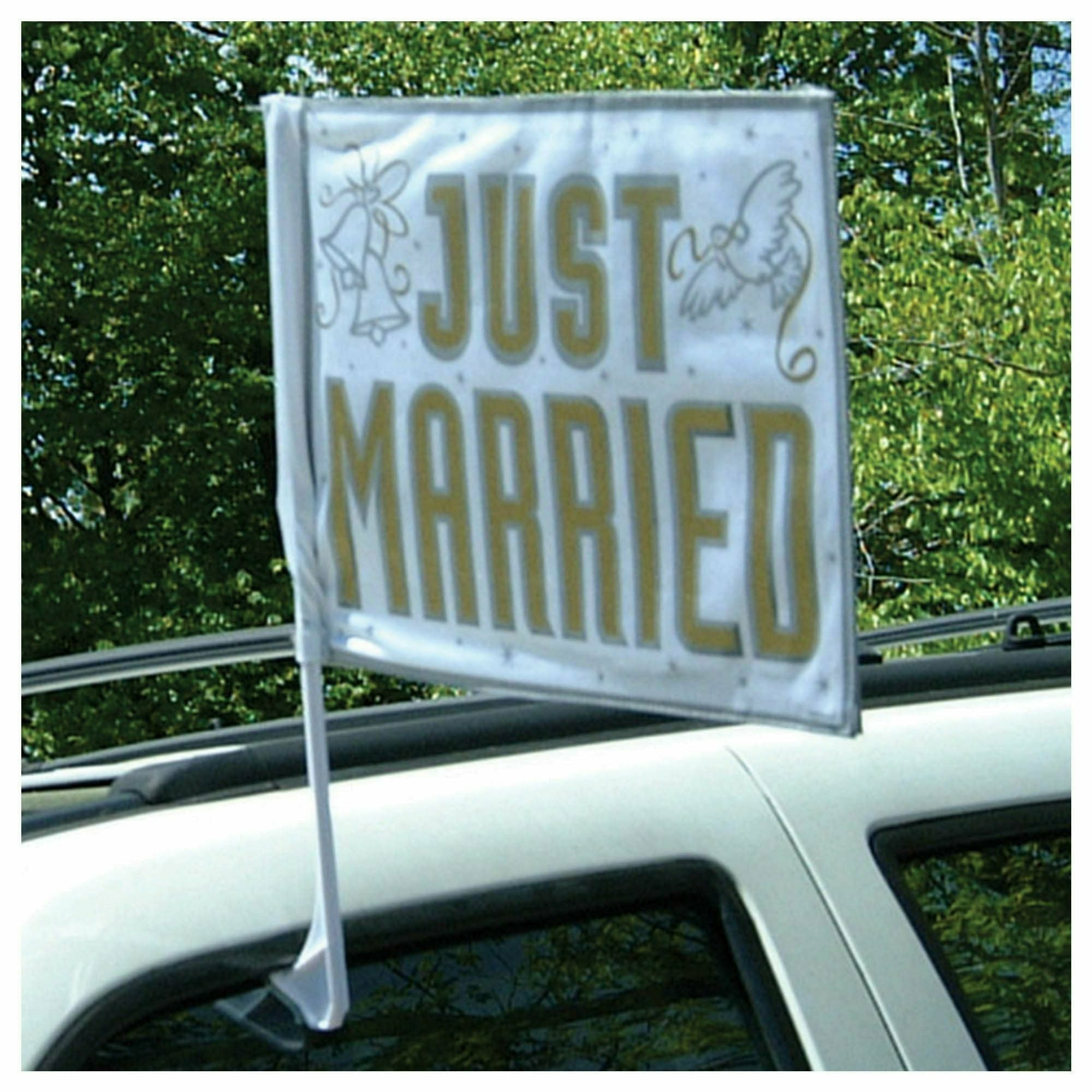 Amscan WEDDING Just Married Car Flag