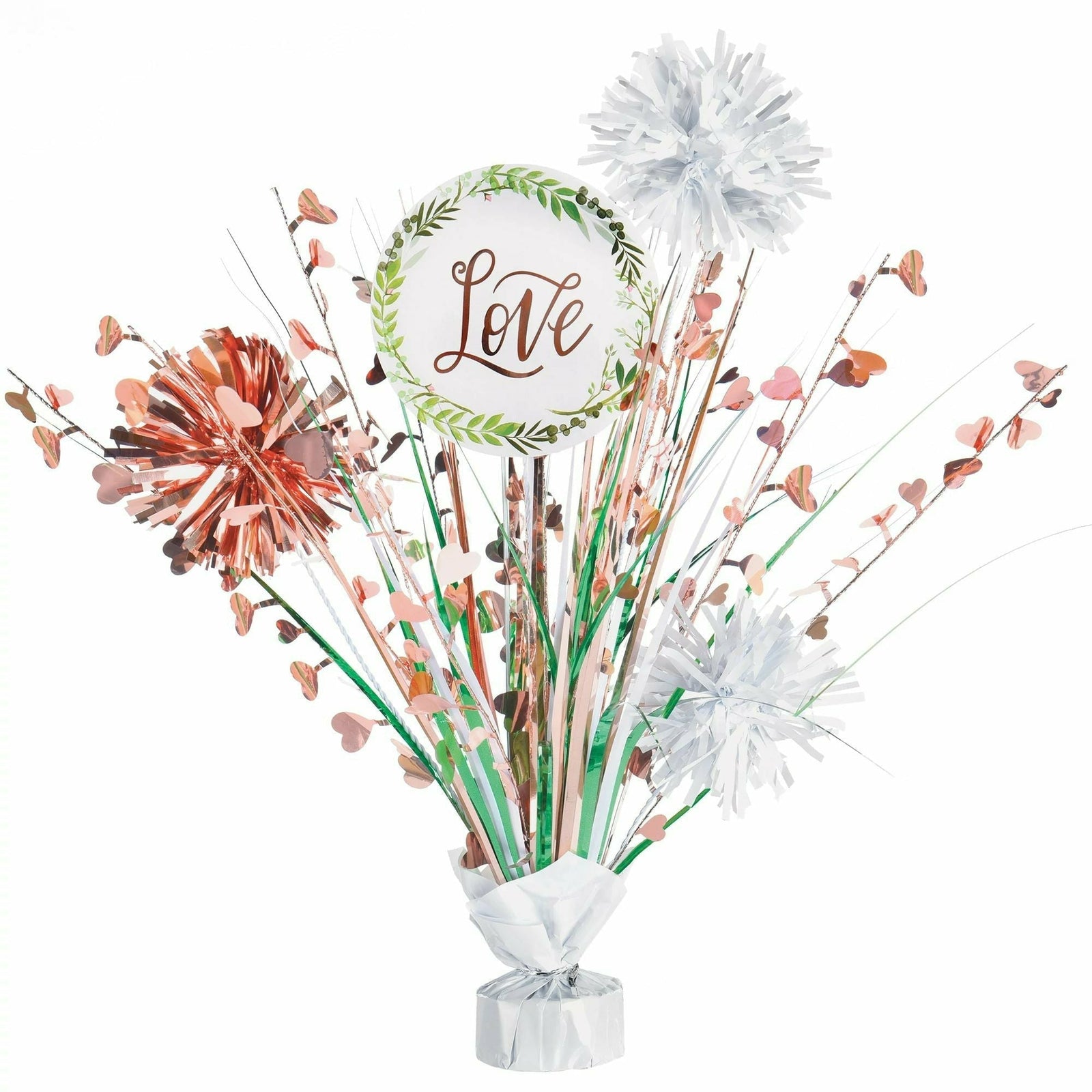 Amscan WEDDING Love & Leaves Tinsel Burst Centerpiece