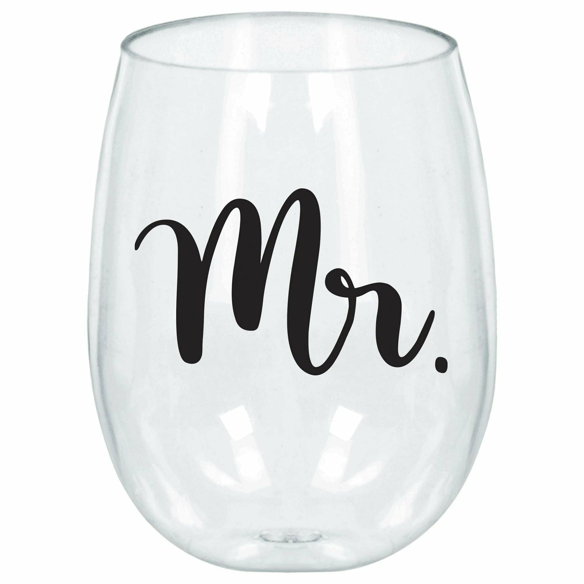 Amscan WEDDING Mr. Stemless Wine Glass