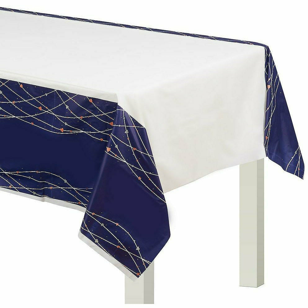 Amscan WEDDING Navy Love Plastic Table Cover