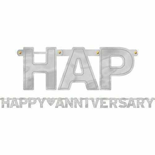 Amscan WEDDING Silver Happy Anniversary Letter Banner