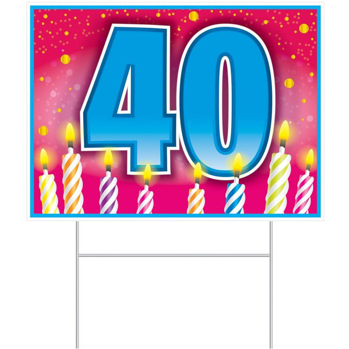 Beistle Company, INC. BIRTHDAY Plastic "40" Birthday Yard Sign