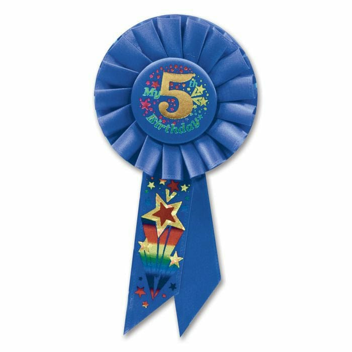 Beistle Company, INC. BOUTIQUE My 5th Birthday Rosette (Blue) Rosette Assortment BIRTHDAY BOY