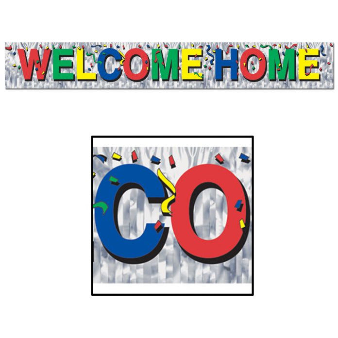 Beistle Company, INC. HOLIDAY: PATRIOTIC Metallic Welcome Home Fringe Banner