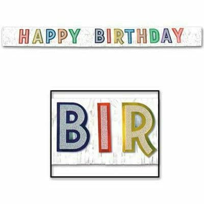 Beistle Company, INC. Metallic Happy Birthday Banner 10&quot; x 9&#39;