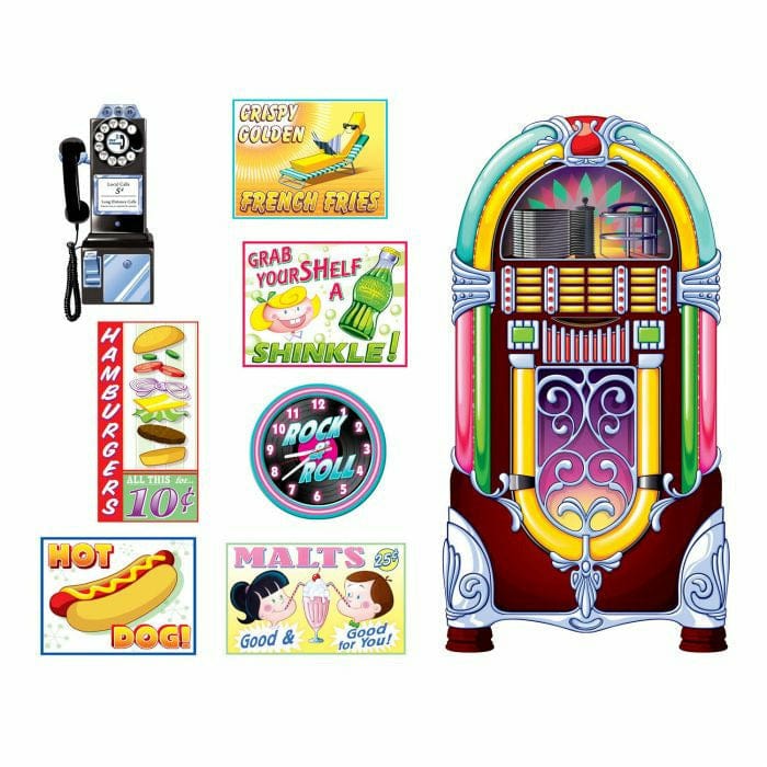 Beistle Company, INC. THEME Soda Shop Signs & Jukebox Props
