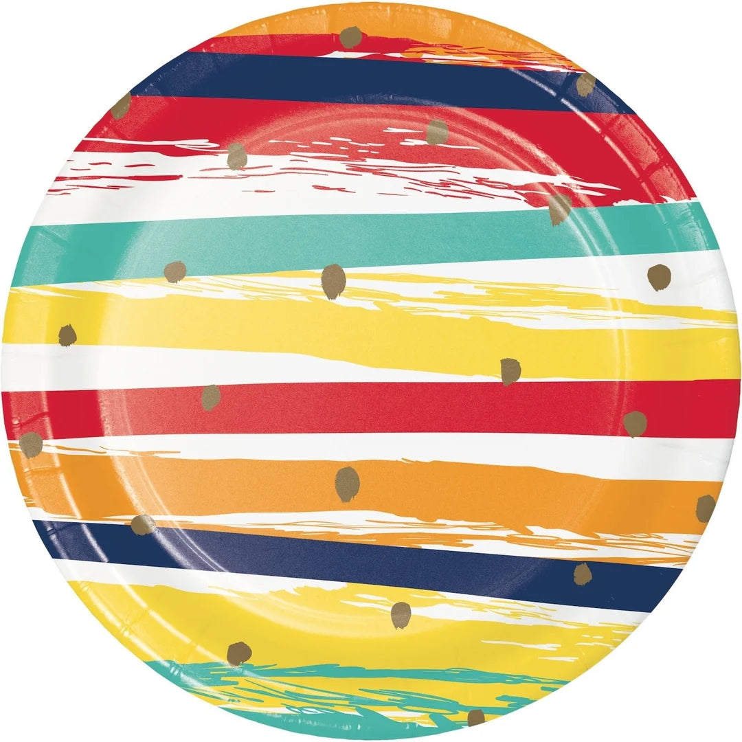Birthday Stripes 7" Luncheon Plates