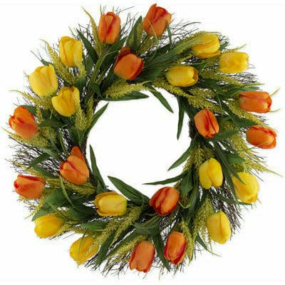 Boston International, Inc. BOUTIQUE YELLOW & ORANGE TULIPS WREATH