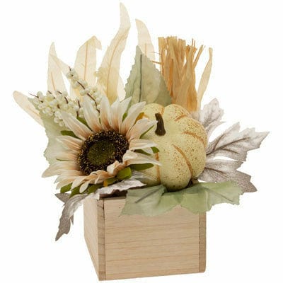 Boston International, Inc. HOLIDAY: FALL White Sunflower and Pumpkin Box