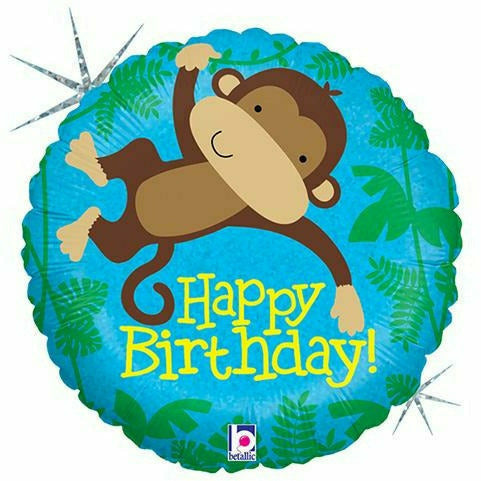 Burton and Burton BALLOONS 105  Monkey Happy Birthday 18" Mylar Balloon
