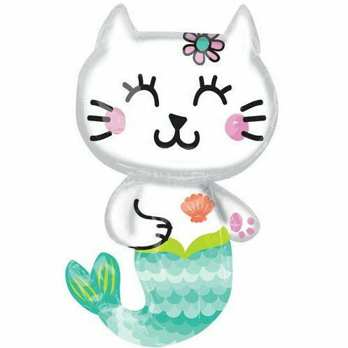 Burton and Burton BALLOONS 166 Mermaid Cat Jumbo 31" Mylar Balloon