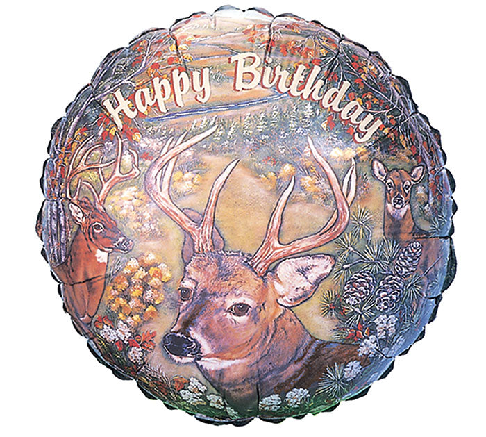 Burton and Burton BALLOONS 17" Deer Scene Happy Birthday Foil Balloon