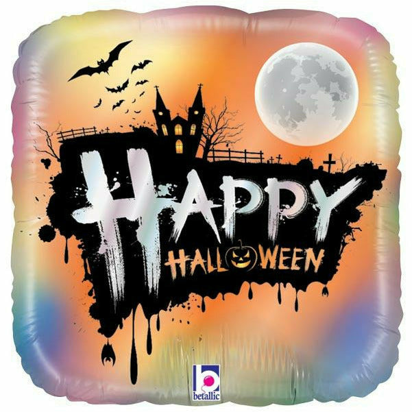 Burton and Burton BALLOONS 18&quot; HAPPY HALLOWEEN HOLOGRAPHIC BALLOON