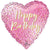 Burton and Burton BALLOONS 207A  Happy Birthday Pink Sparkle Heart 17" Mylar Balloon