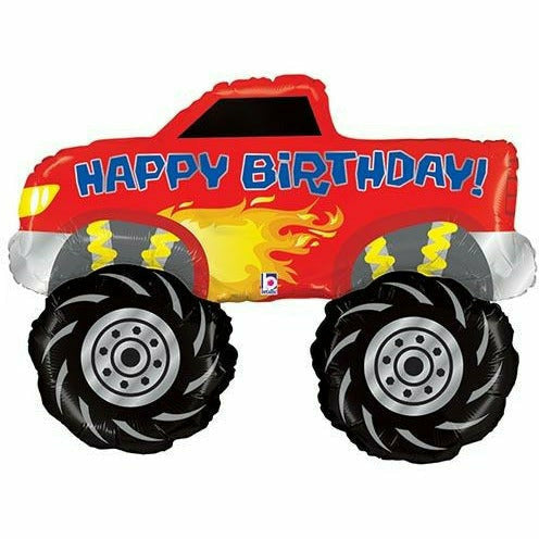 Burton and Burton BALLOONS 212 40" Happy Birthday Monster Truck Foil