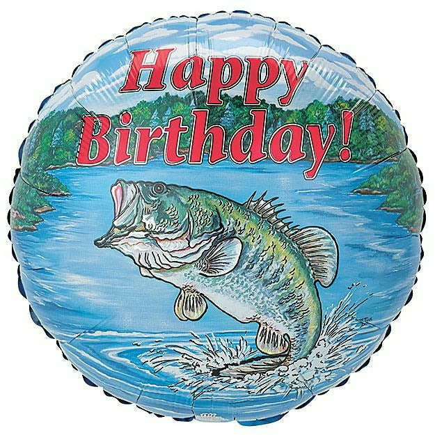 Burton and Burton Balloons 221A 17&quot;PKG HAPPY BIRTHDAY BASS BALLOON