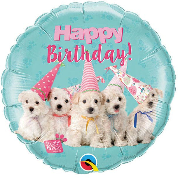 Burton and Burton BALLOONS 246 18" Happy Birthday Puppies Studio Pets Foil Balloon