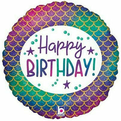 Burton and Burton BALLOONS 249A 18" Glitter Mermaid Happy Birthday Foil