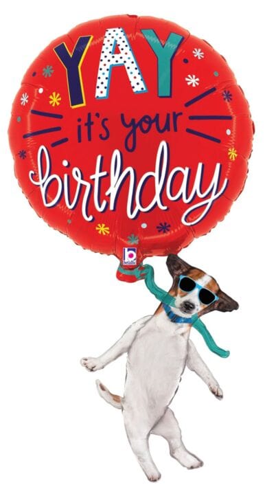 Burton and Burton BALLOONS 257 38&quot; YAY Birthday Dog Foil Balloon