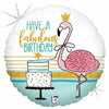 Burton and Burton BALLOONS 260A 18" Have a Fabulous Birthday Flamingo Foil