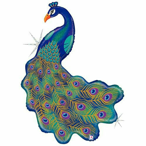 Burton and Burton BALLOONS 270 42&quot; Peacock Holographic Jumbo Foil