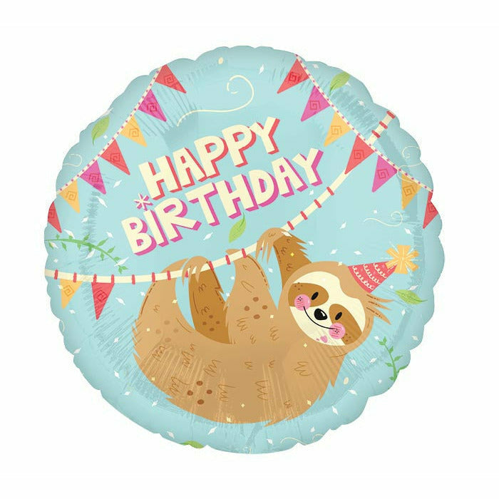 Burton and Burton BALLOONS 285 18" HAPPY BIRTHDAY SLOTH BALLOON