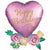 Burton and Burton BALLOONS 30" Birthday Satin Heart With Flowers Jumbo Foil
