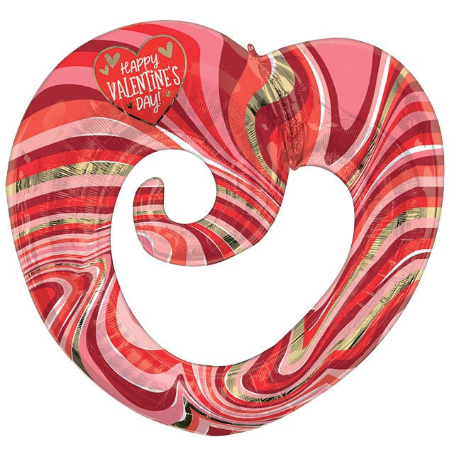 Burton and Burton BALLOONS 30" Happy Valentines Day Marble Twisty Heart Balloon