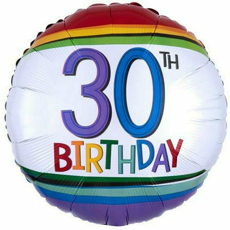 Burton and Burton BALLOONS 305 Rainbow 30th Birthday 17&quot; Mylar Balloon