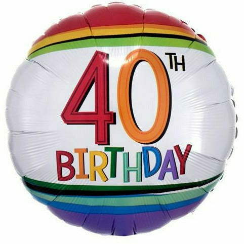 Burton and Burton BALLOONS 306 Rainbow 40th Birthday 17" Mylar Balloon