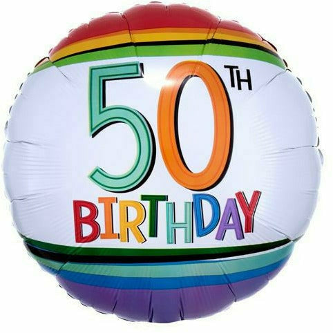 Burton and Burton BALLOONS 307 Rainbow 50th Birthday 17&quot; Mylar Balloon