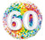Burton and Burton BALLOONS 308 HBD Rainbow Confetti "60" Foil Balloon