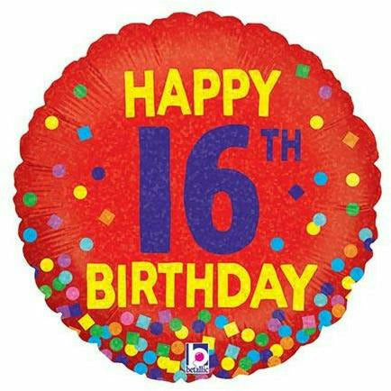 Burton and Burton BALLOONS 311 18&quot; Red Happy 16th Birthday Foil