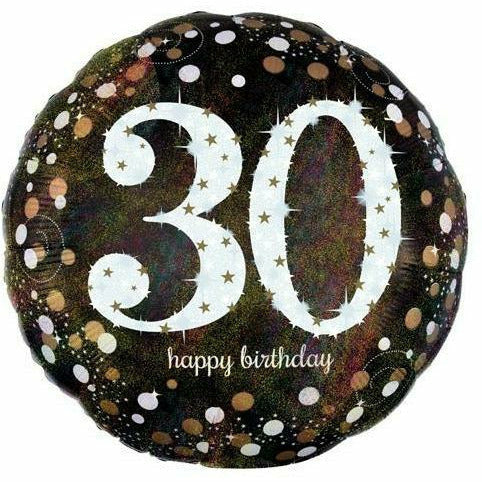 Burton and Burton BALLOONS 315A 18"  Sparkling 30 Happy Birthday Foil