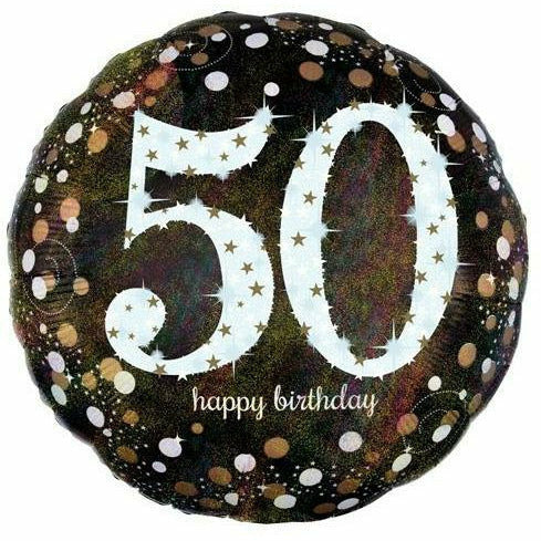 Burton and Burton BALLOONS 317A 18&quot; Sparkling 50 Happy Birthday Foil