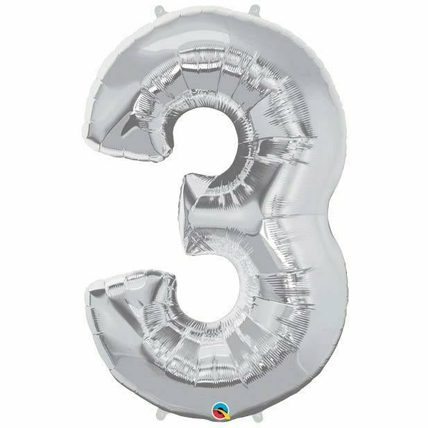 Burton and Burton BALLOONS 34&quot;PKG SILVER THREE