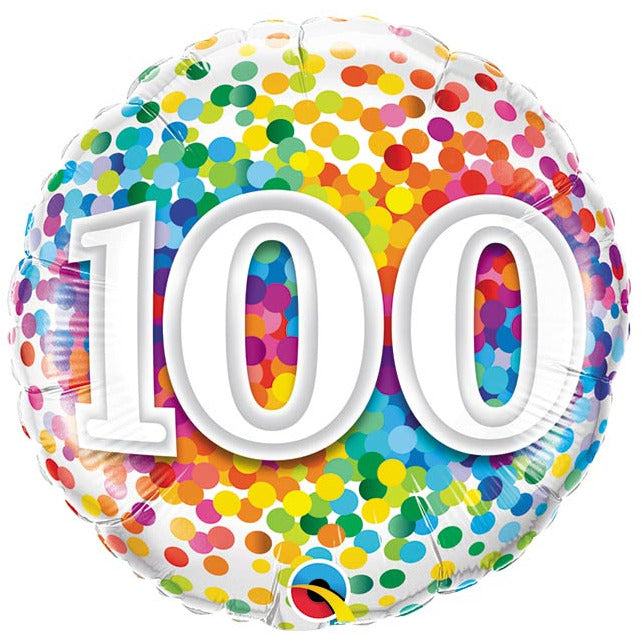 Burton and Burton BALLOONS 340 Happy Birthday Rainbow Confetti &quot;100&quot; Foil Balloon