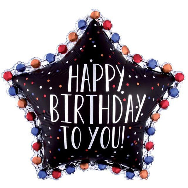 Burton and Burton BALLOONS 342 Happy Birthday to You Satin Star 34&quot; Mylar Balloon