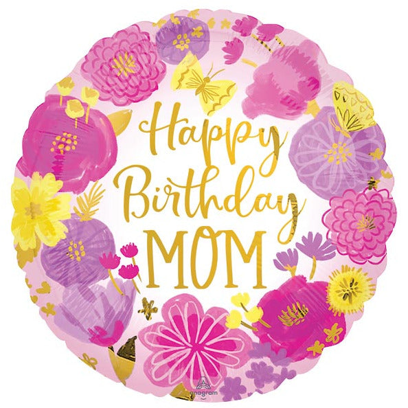 Burton and Burton BALLOONS 365  Happy Birthday Mom Flower Balloon 18"