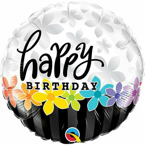 Burton and Burton BALLOONS 368 18&quot; Flowers Happpy Birthday foil