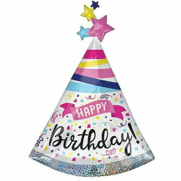 Burton and Burton BALLOONS 369 36&quot; Birthday Cone Hat Foil