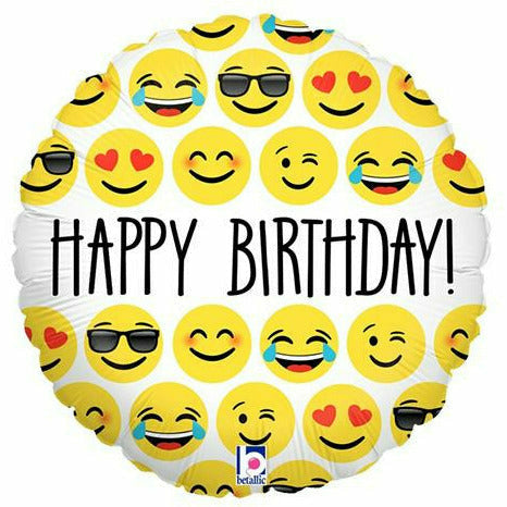 Burton and Burton BALLOONS 371 18&quot; Emoji Happy Birthday Foil