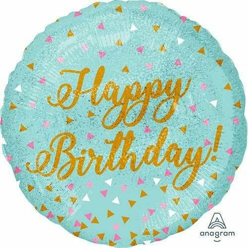 Burton and Burton BALLOONS 389 18&quot; Prismatic Confetti Happy Birthday Foil