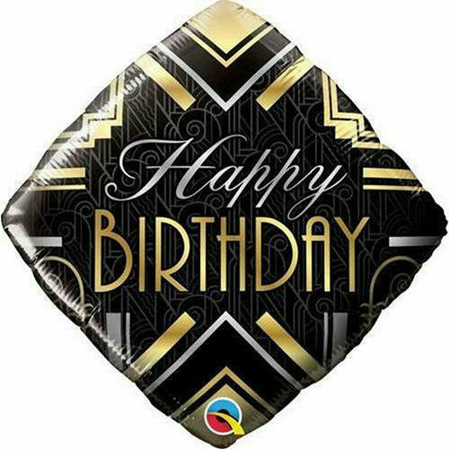 Burton and Burton BALLOONS 402 18&quot; Black and Gold Happy Birthday Foil