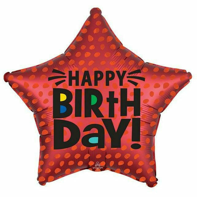 Burton and Burton BALLOONS 421 18&quot; Satin Infused Star Birthday Foil