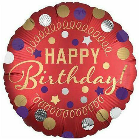 Burton and Burton BALLOONS 422 18&quot; Satin Red Happy Birthday Foil