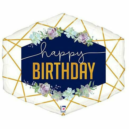 Burton and Burton BALLOONS 425 30&quot; Geometric Happy Birthday Jumbo Foil