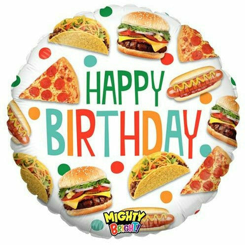 Burton and Burton BALLOONS 433 21" Mighty Food Happy Birthday Foil