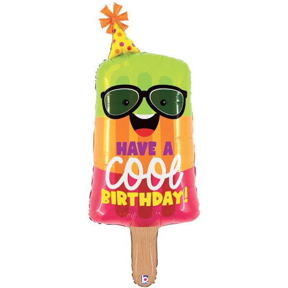 Burton and Burton BALLOONS 446 Cool Birthday Popsicle Shape 45" Mylar Balloon